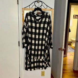 Buffalo Plaid button up high low dress!